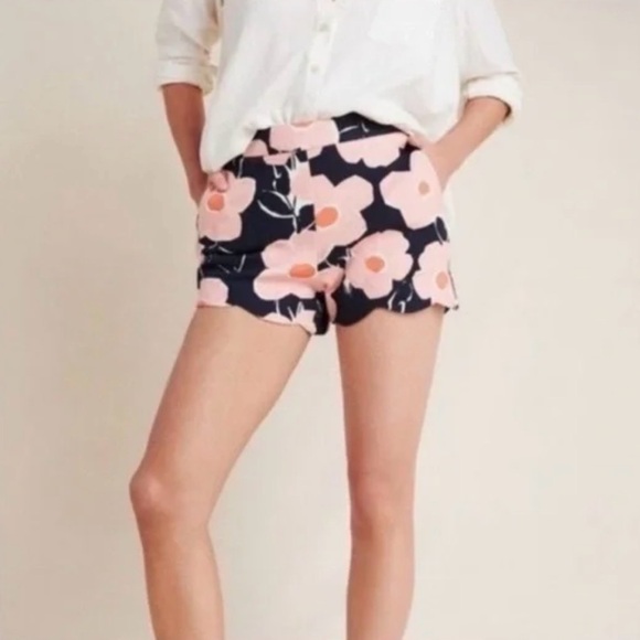 Anthropologie Pants - Anthropologie Georgie Scalloped Pique Daisy Floral Print Shorts